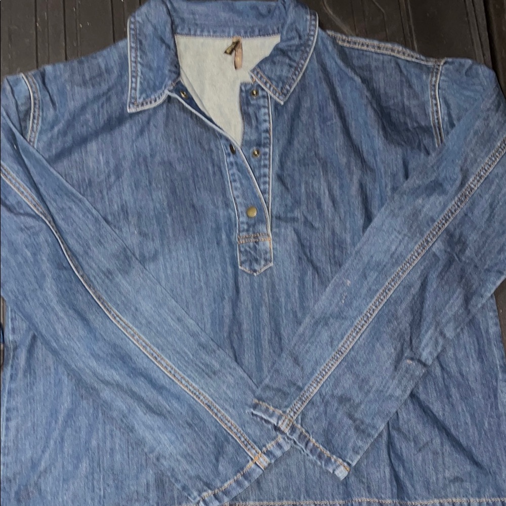 Stetson Ladies Casual Blue Denim Blouse